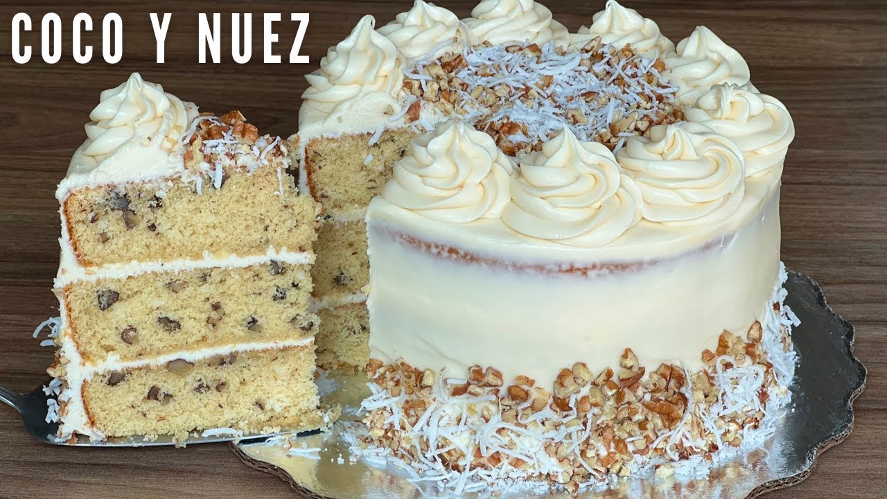 PASTEL DE CREMA ITALIANO | BIZCOCHO SUAVE Y ESPONJOSO DE COCO Y NUEZ | POSTRES CON IXCHEL