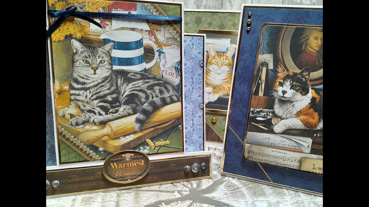 Crafting with the Hunkydory Little Square Book of Purr-fect Days (2 tent fold cards and a stepper)