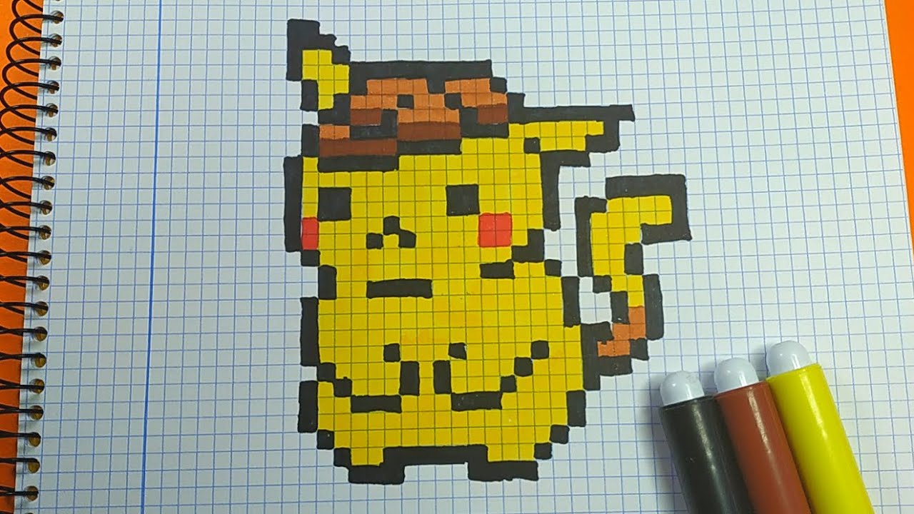 Como Dibujar a Detective Pikachu | Pokemon Pixel Art