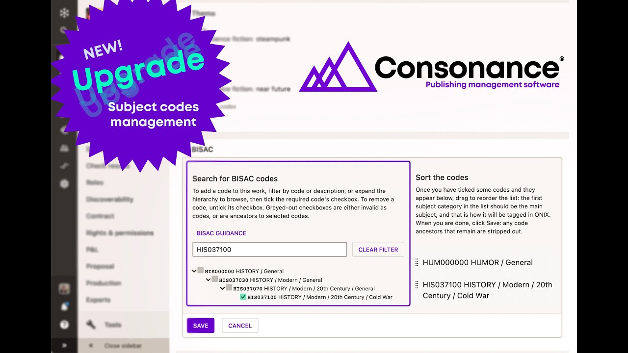 Previewing Consonance's subject codes upgrade, and the new metadata page.