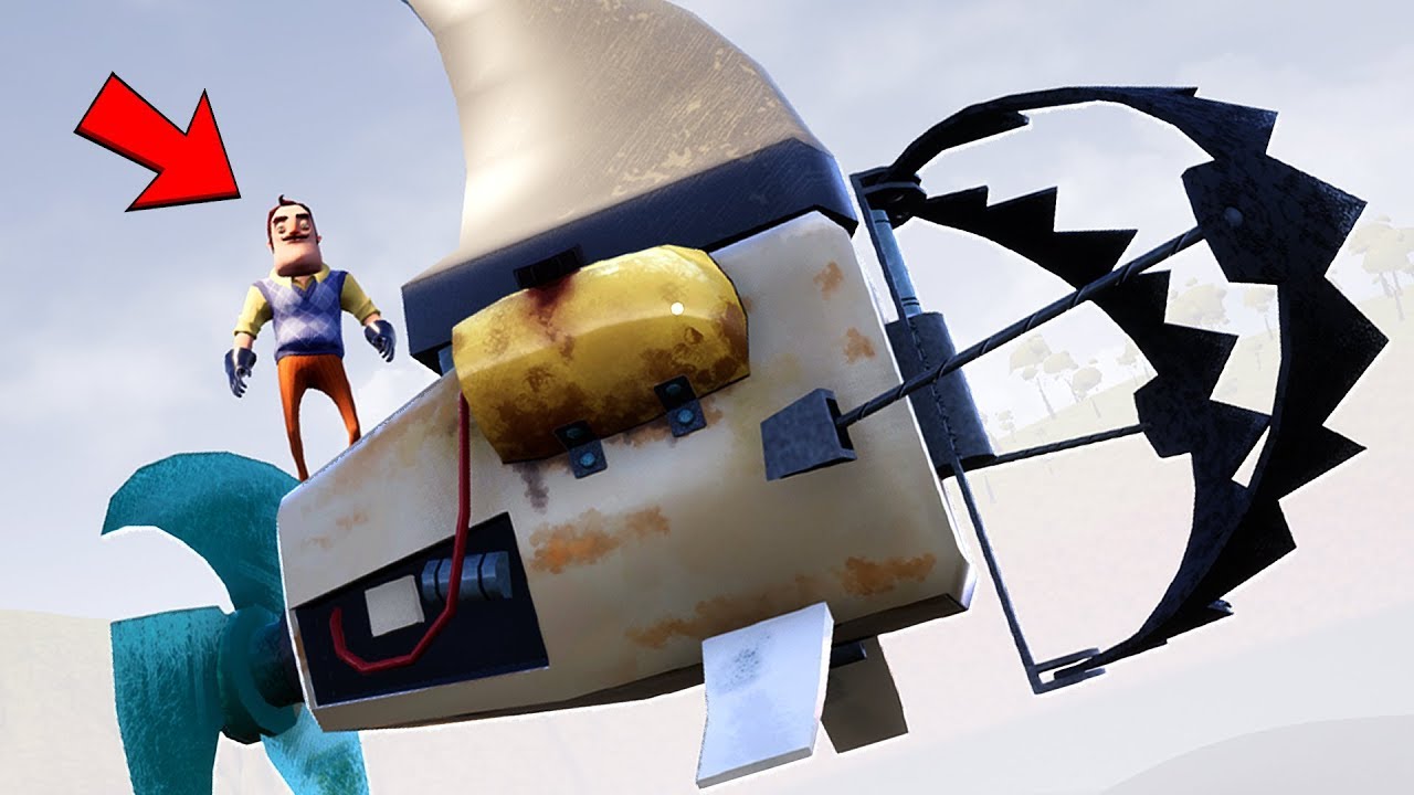 NEIGHBOR RIDING GIANT ROBOT SHARK OUTSIDE THE MAP! - Hello Neighbor Beta - Hello Neighbor Secrets