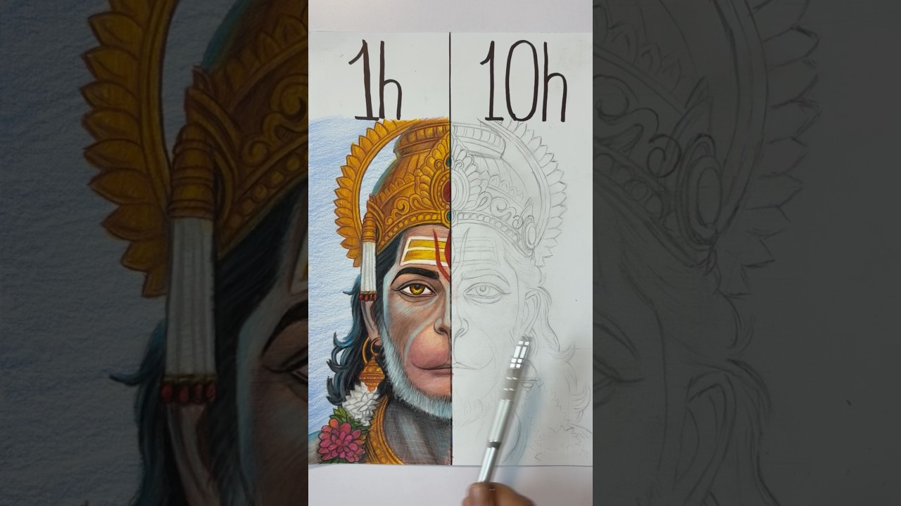 Hanuman Jayanti Drawing 🙏🔥 | Hanuman Janmotsav Special ✨ #shorts #hanuman #draw