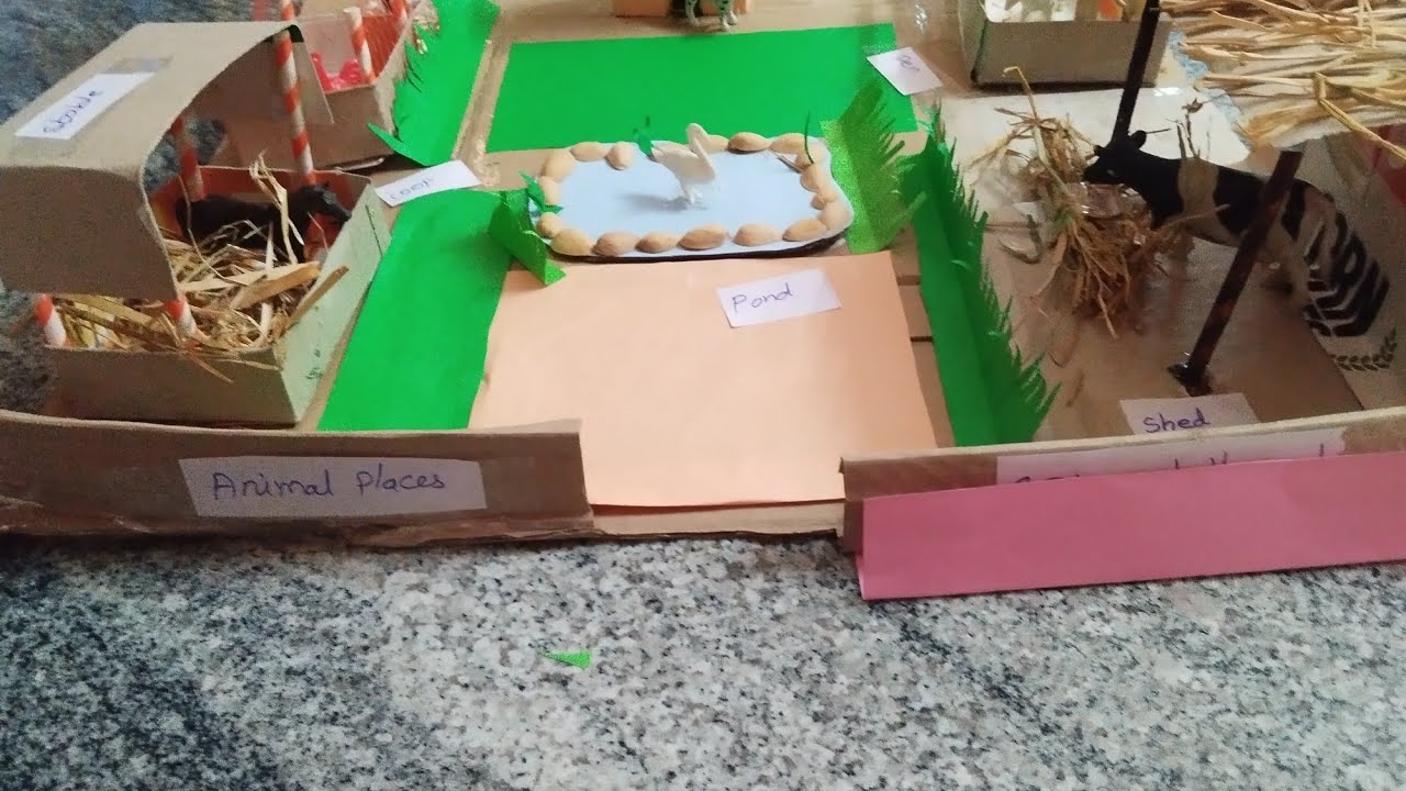 Animals’ Houses Model Using Cardboard & Ice Cream Stick #AnimalsHouse #SchoolProject#KidsCraft