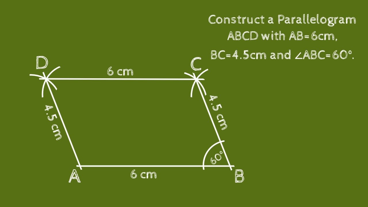 Construct a Parallelogram ABCD with AB=6cm BC=4.5cm and ABC=60°. @SHSIRCLASSES 