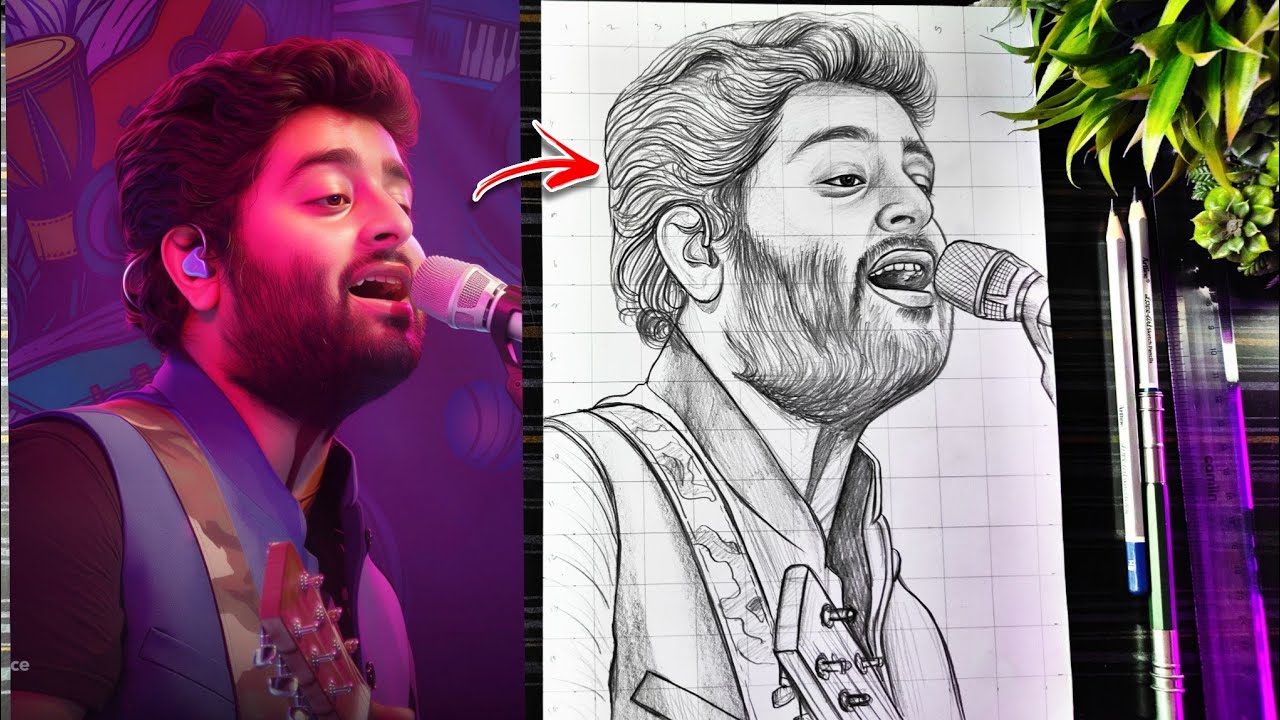 Arijit Singh Drawing, How To Draw Singer Arijit Singh, Step By Step Outline Tutorial