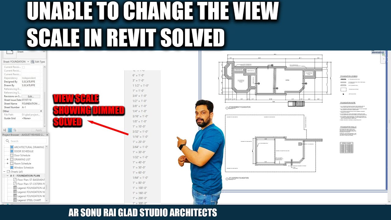 Невозможность изменить масштаб вида в Revit решена