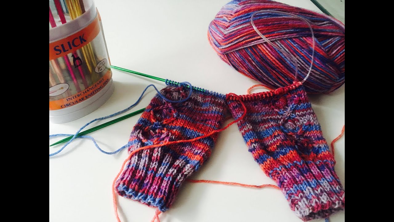 2 Socken gleichzeitig stricken - der Schaft
