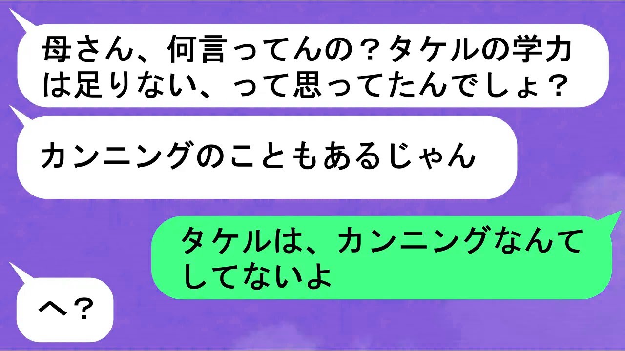 【LINE】「カンニングした、って本当なの？」➤成績の変化を疑われた息子➤数日後「第一志望校はやめとけよ」➤周囲から反対された時、救ってくれた救世主とは【スカッと】