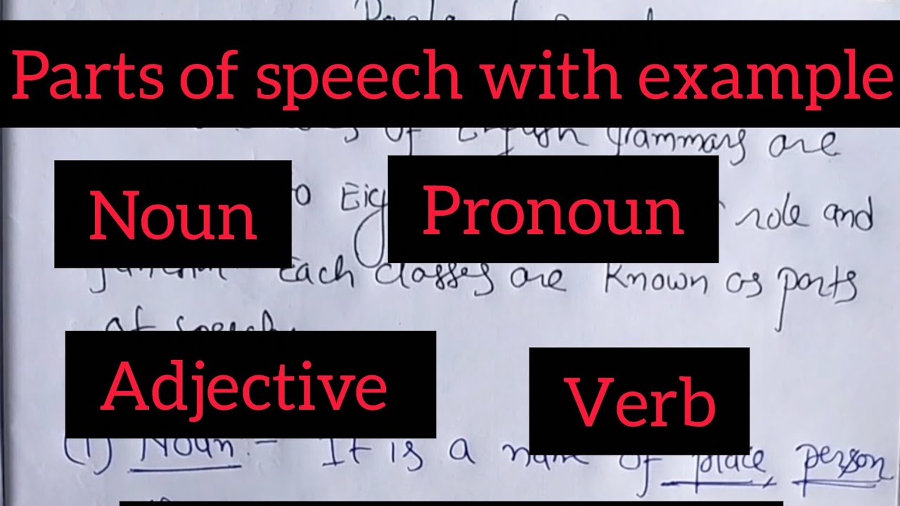 PARTS OF SPEECH/ noun/ pronoun/adjective/ verb / in English grammar 