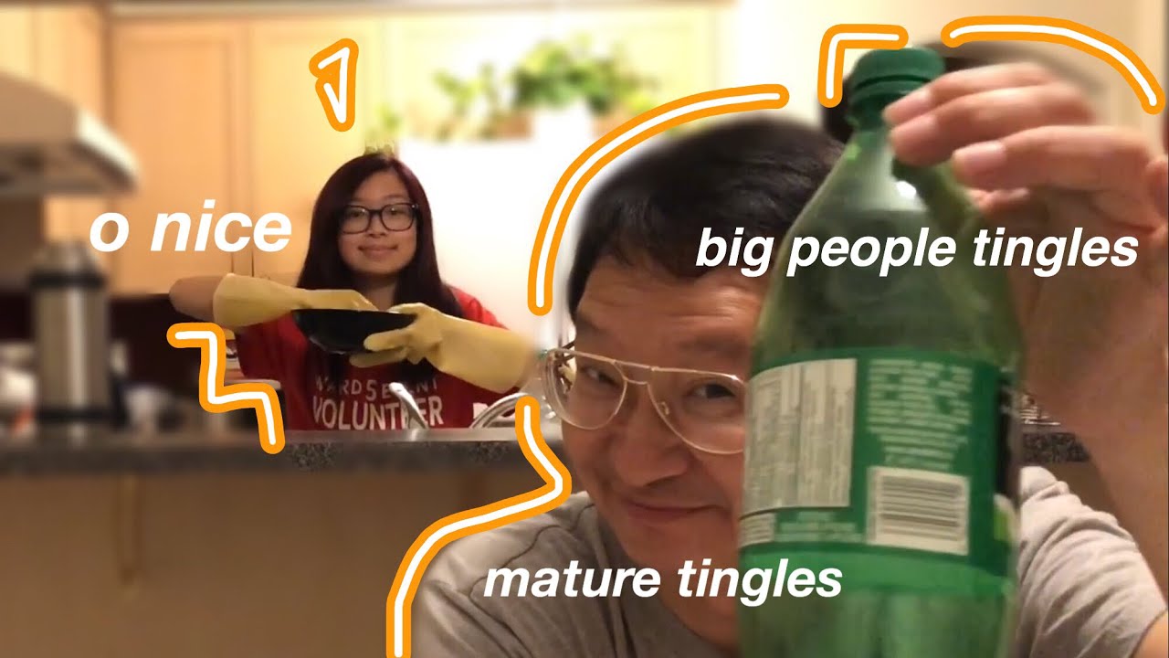 my dad tries ASMR while I wash the dishes | Fruitypoppin