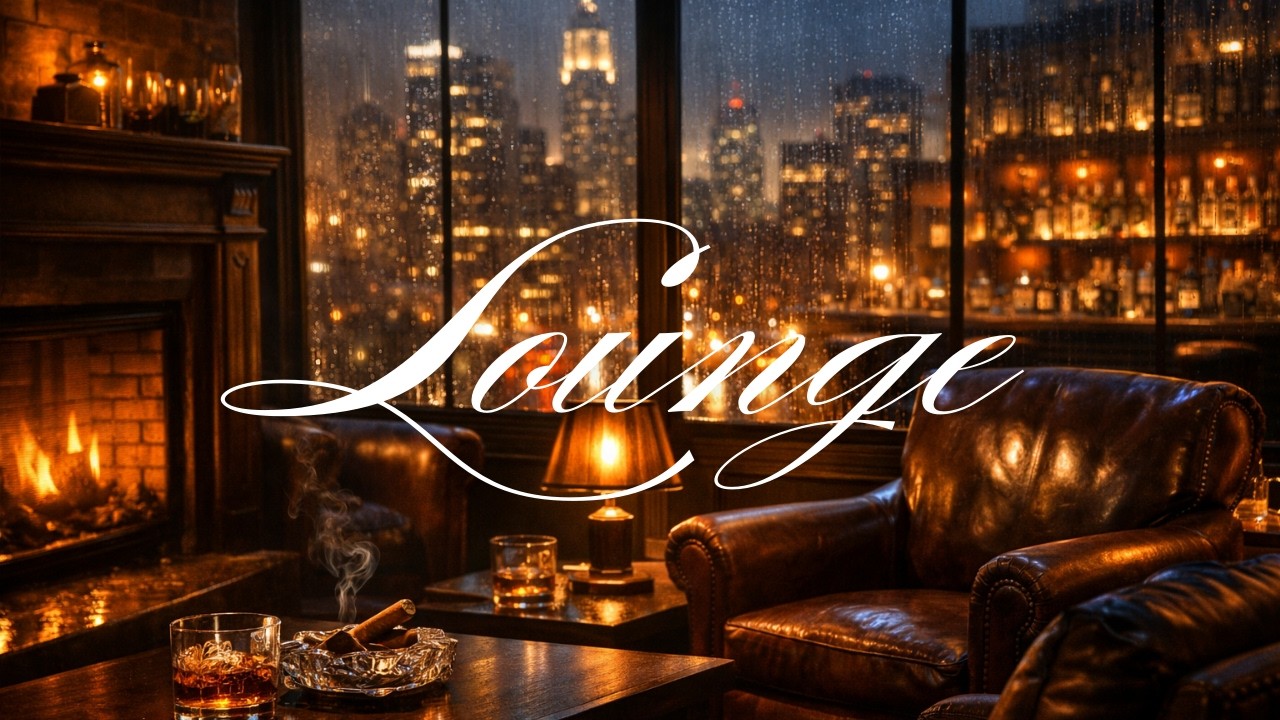 Late Night Luxury Lounge 🔥 | Rain Against Windows, Jazz & Fireplace Glow