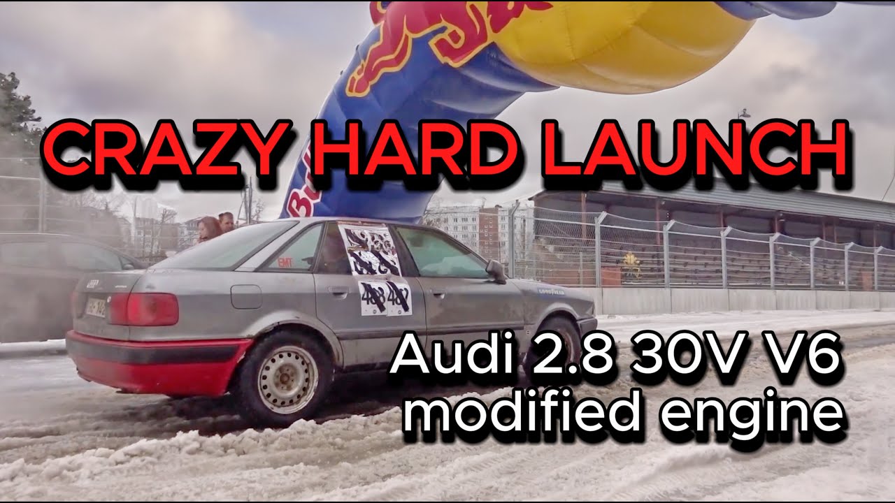 Winter crazy hard launch Audi 2.8 30V V6 modified engine 298HP B4 Quattro A4