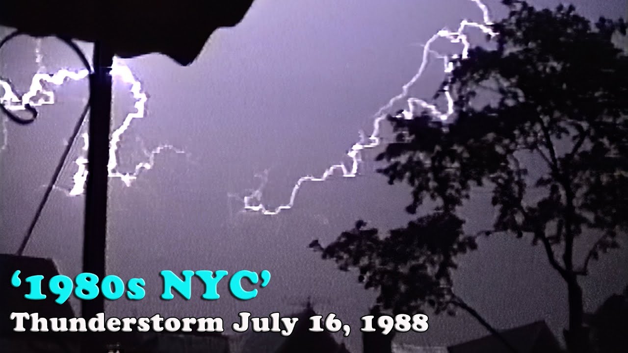 1980s NYC - Strong Thunderstorm July 16, 1988 (Front Porch Chase)