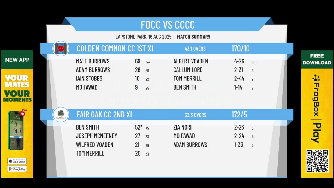 Fair Oak CC 2nd XI v Colden Common CC 1st XI