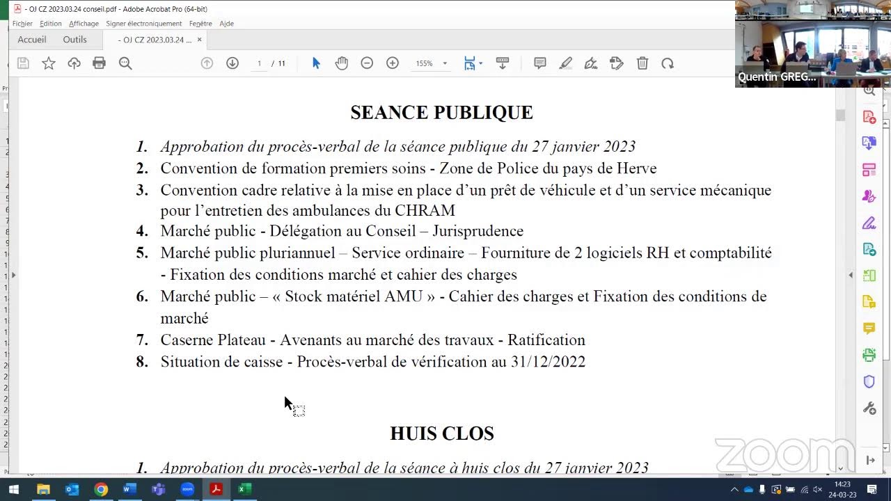 Conseil de zone VHP du 24/03/2023