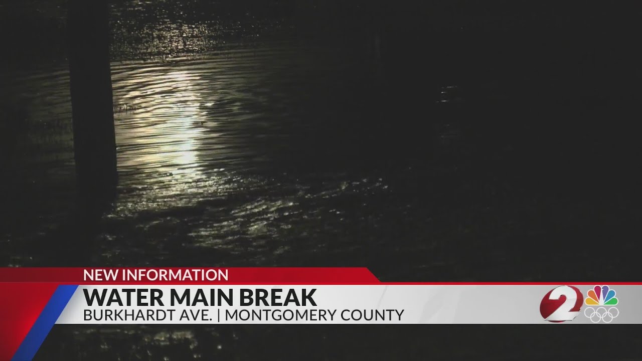 Water main break on Burkhardt Avenue in Montgomery County