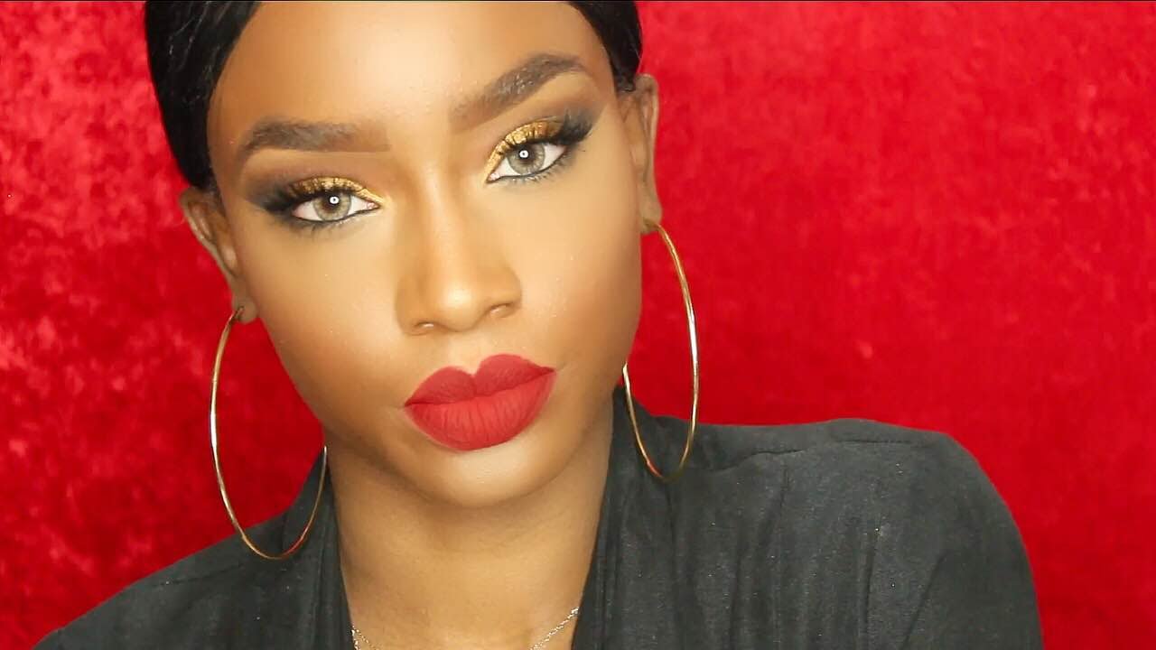 HOLIDAY MAKEUP | GOLD EYES & RED LIP