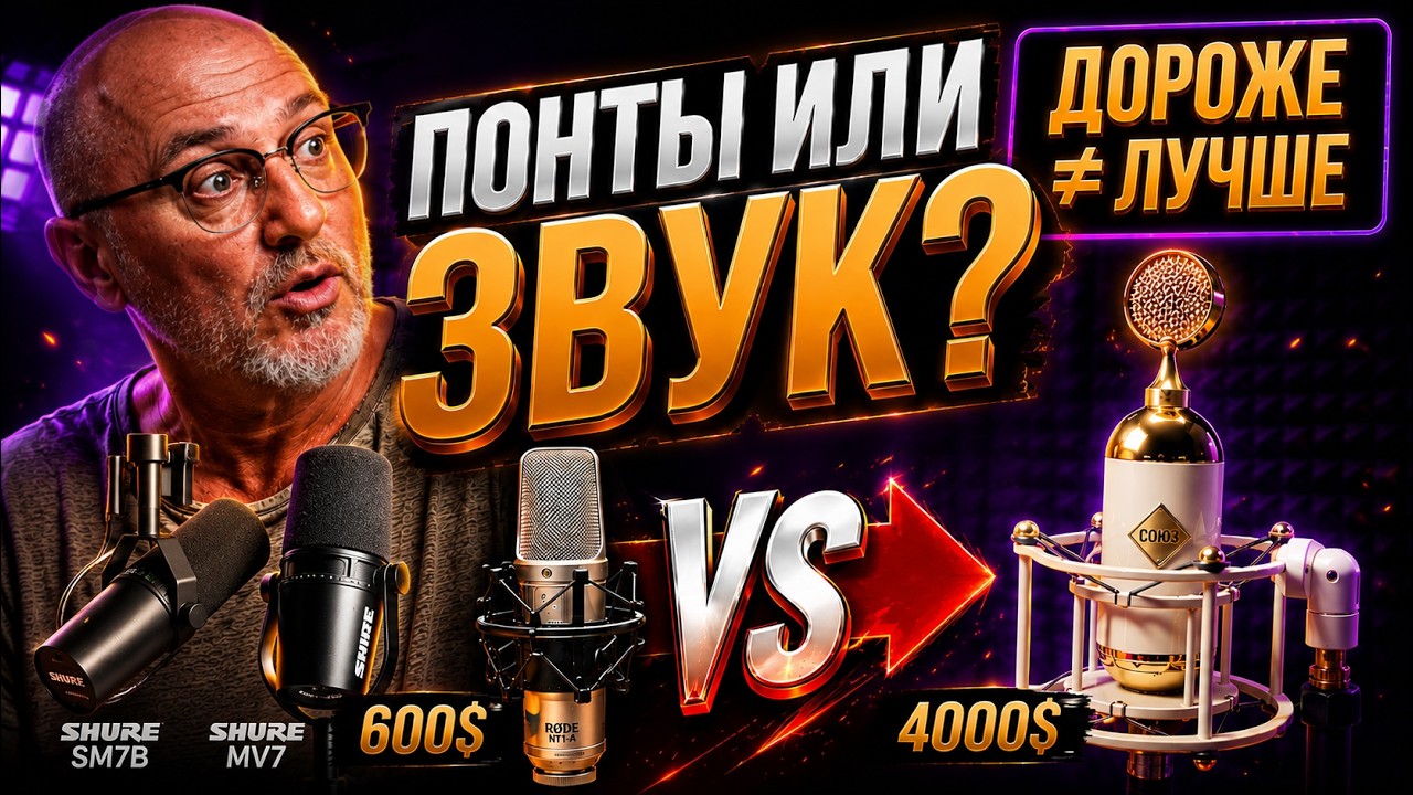 ВСЕ и сразу: Союз 017 Tube Rode NT2A Electro Voice RE320 Shure SM7B Shure Mv7 Hollyland Lark M1