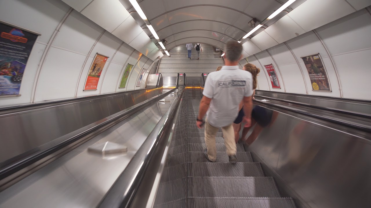 Czech Republic, Prague, Malostranska Metro Station, 4X escalator