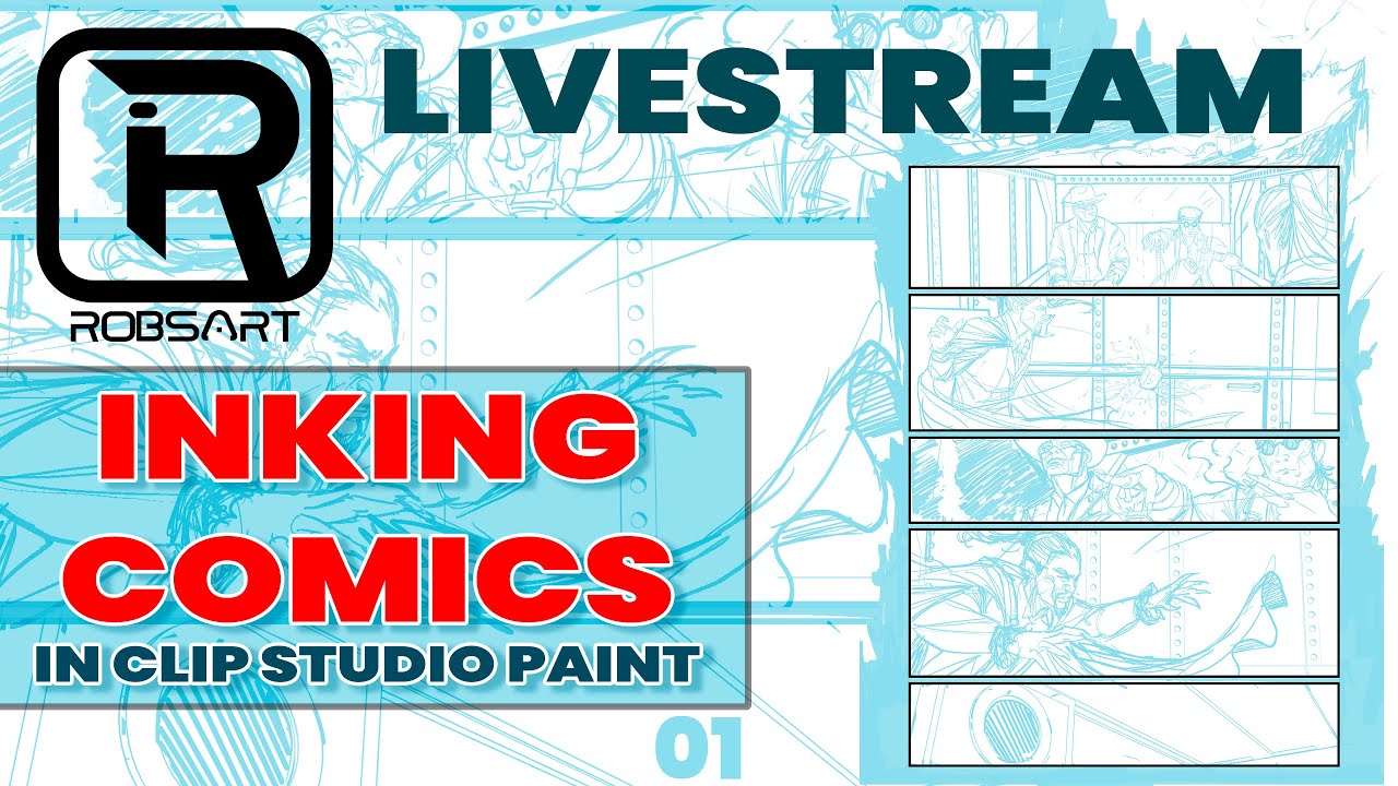 Inking Comics ln clip studio paint livestream 01