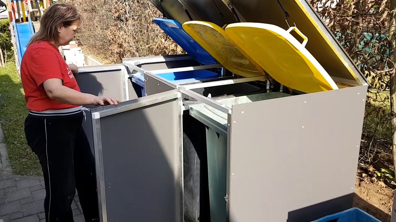 Müllbox Eigenbau für 3 große Tonnen