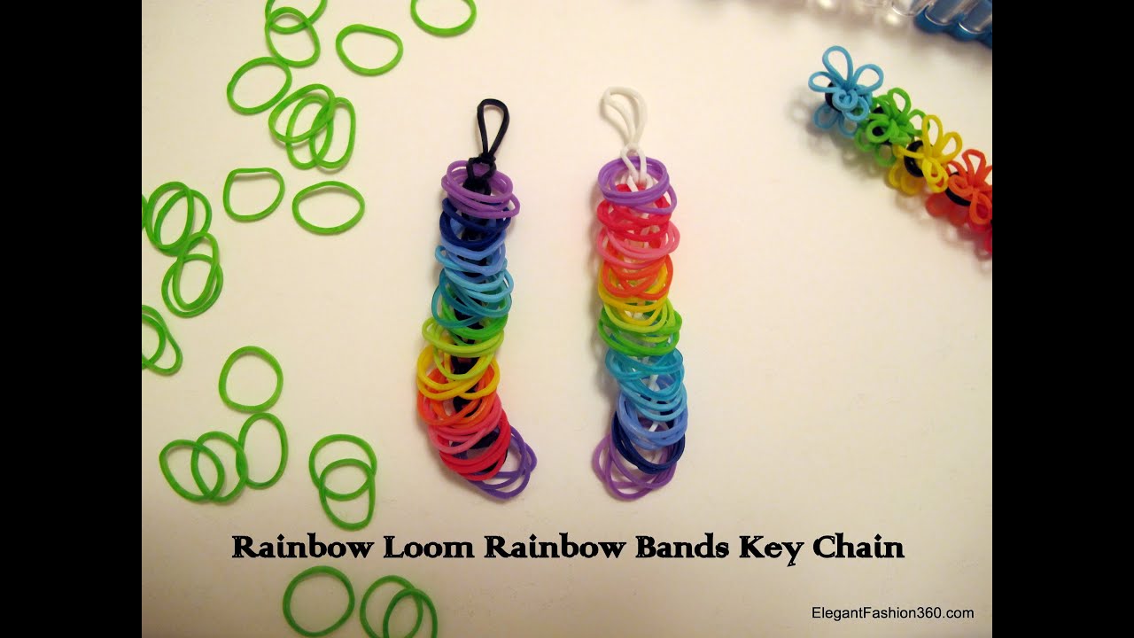 How to make Rainbow Bands Key Chain - Rainbow Loom