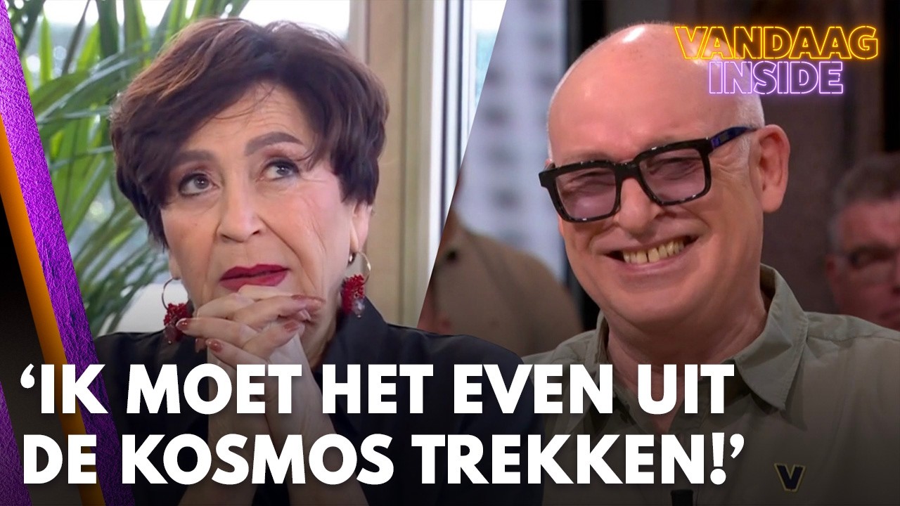 Ren&eacute; van der Gijp lacht om paragnost Liesbeth van Dijk: 'Ik moet het even uit de kosmos trekken!'