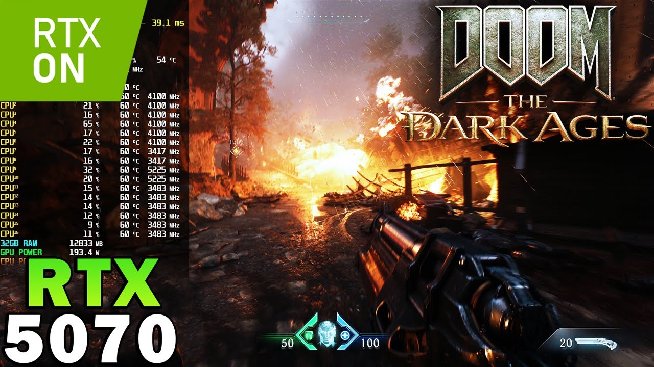 DOOM: The Dark Ages | RTX 5070 | Sim. R7 7800X3D | 4K - 1440p - 1080p | Ultra Nightmare Settings