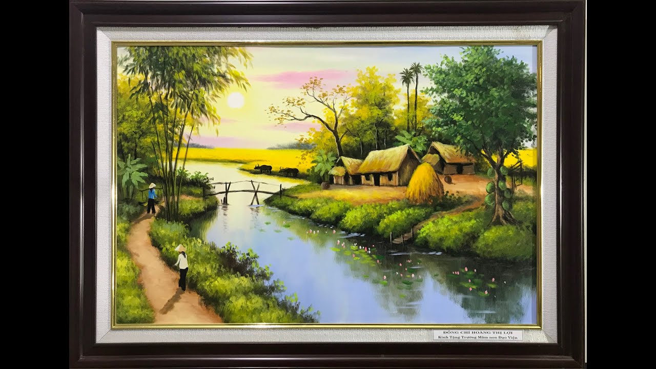 hướng dẫn vẽ tranh thôn quê yên bình sơn dầu / acrylic