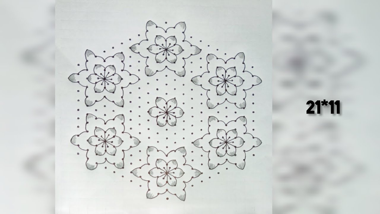 21*11 dots rangoli designs 🏵️🏵️ simple rangoli 🏵️🏵️ kolam designs🏵️🏵️ muggulu with dots