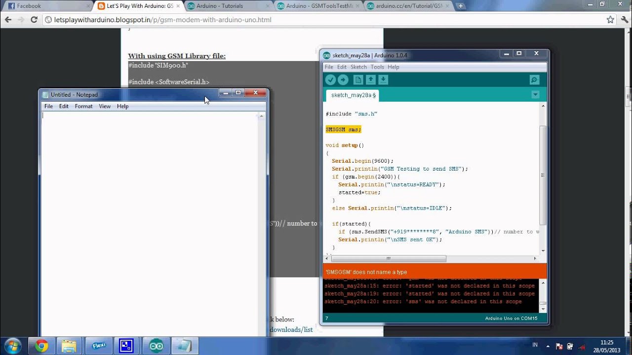 Arduino  GSM Modem With Using GSM Library Files