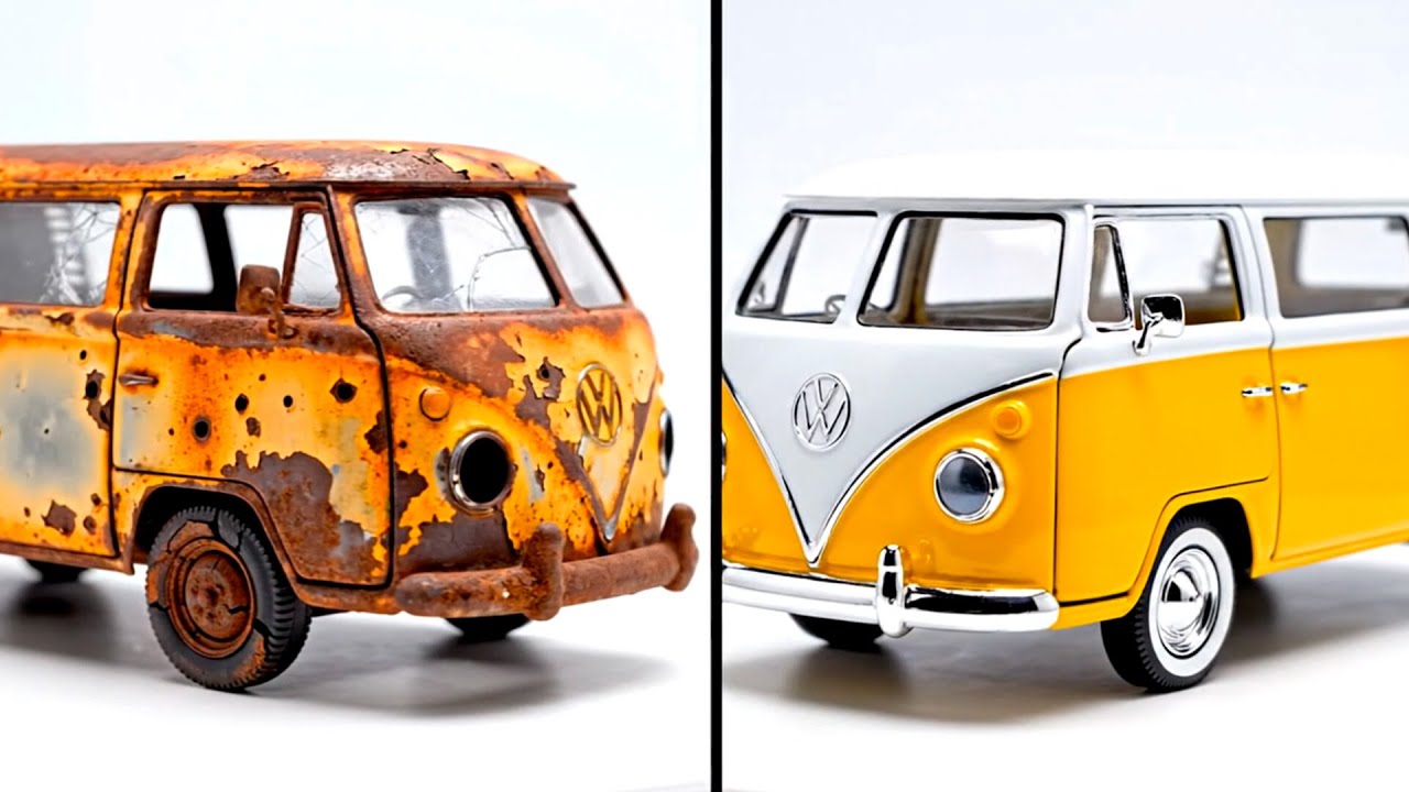 Mini Restoration ASMR abandoned VW Hippie Van 1960s