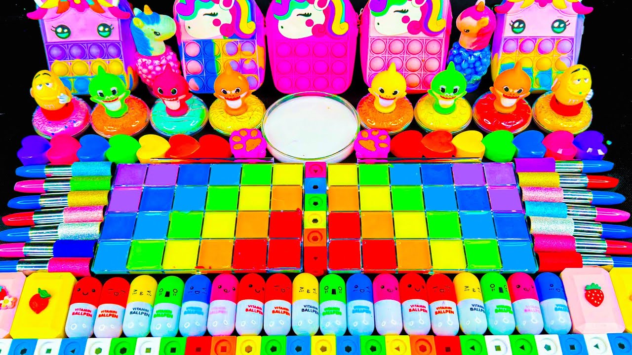 Slime ASMR🌈 Mixing Rainbow Unicorn Slime with Clay, Toys & Glitter | Mixing Random Into Glossy Slime