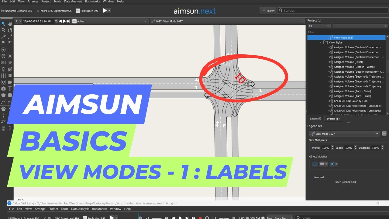 Учебное пособие Aimsun — Режимы просмотра 1: Использование меток
