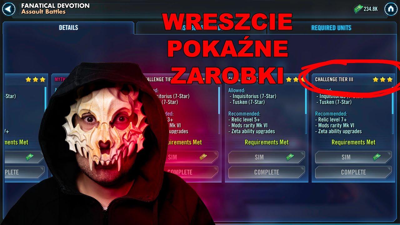 Poradnik jak zrobić Fanatical Devotion Assault Battle CT3 - Inkwizycja z Revą - SWGOH PL