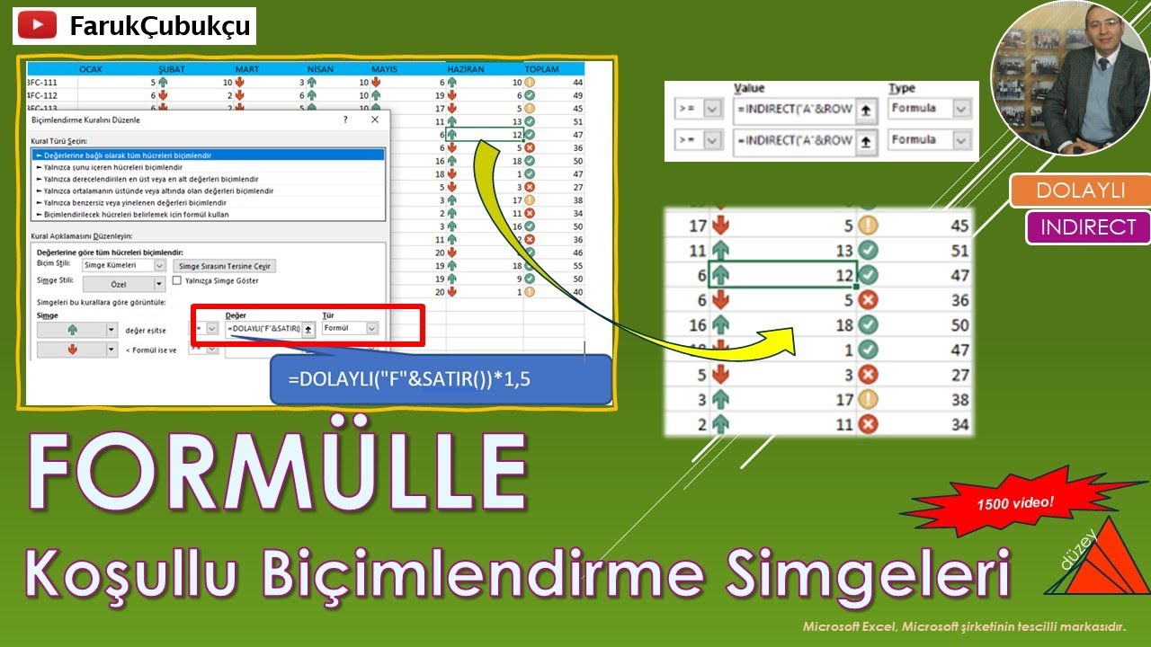 Excelde Formülle Koşullu Biçimlendirme Simgeleri