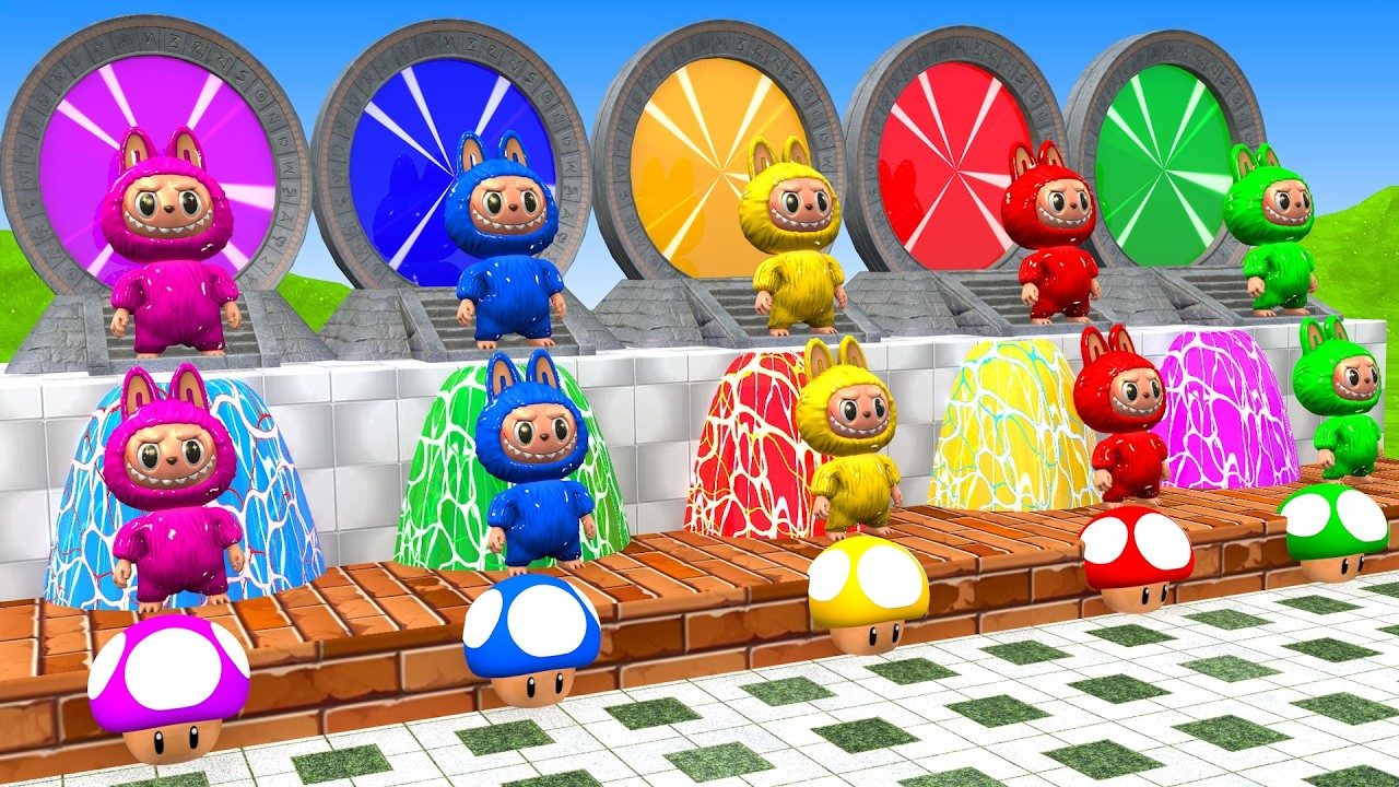 Long Slide Game With Labubu Zimomo Mokoko Pato Pippo Bayby Three 3d Animal Game Funny 3d Animals
