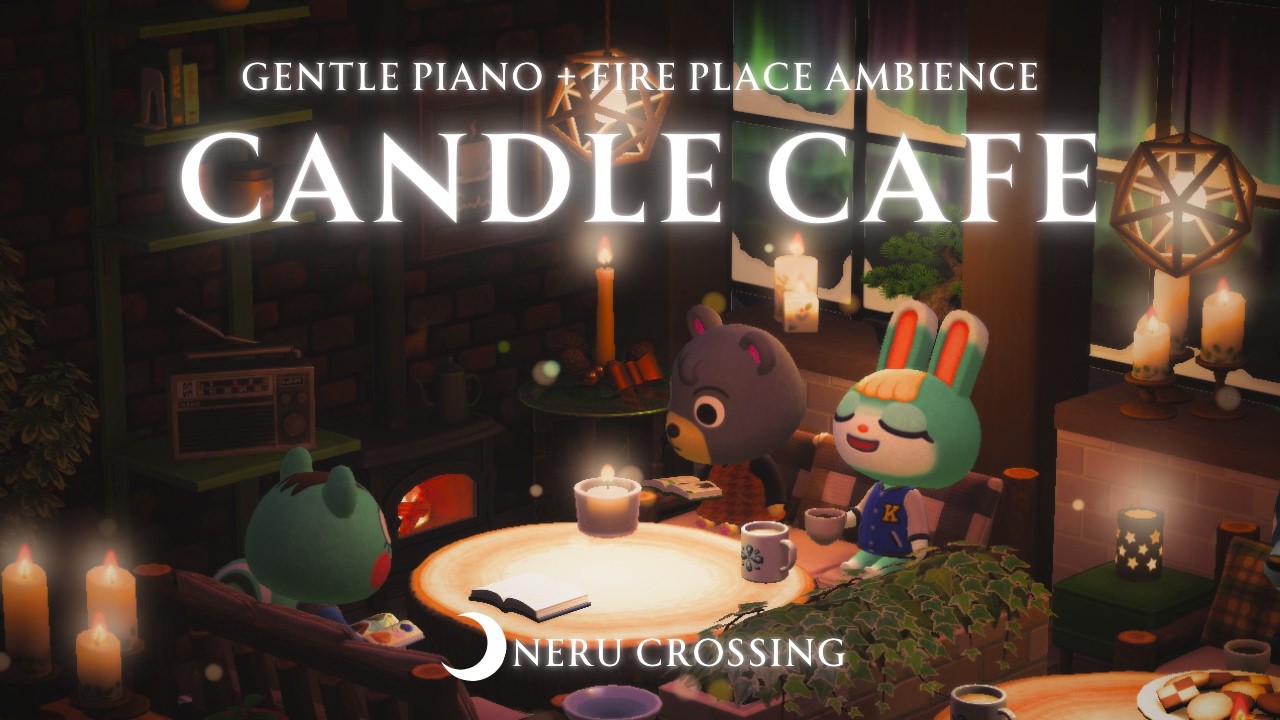 【あつ森BGM】Cozy Cafe Lofi☕️心に灯るキャンドルカフェ｜やさしいピアノ ＋ 暖炉の環境音｜2時間｜作業用BGM【ACNH】
