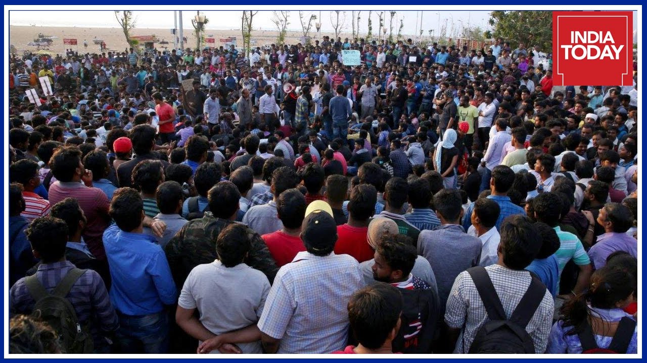 Thousands Of Protesters Turn Up In Marina Beach For Jallikattu