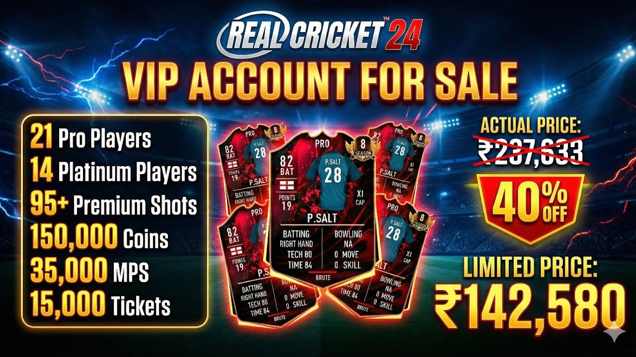 RC 24 Pro Account For Sale _ Real cricket 24 VIP Account For Sale