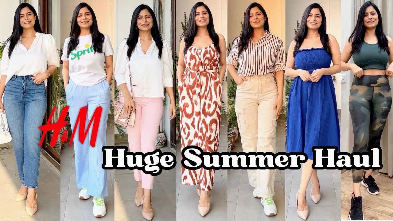H&M HAUL - High Waist Jeans, Trousers, Jumpsuit, Tops, Shirt, dress Haul (summer must have)