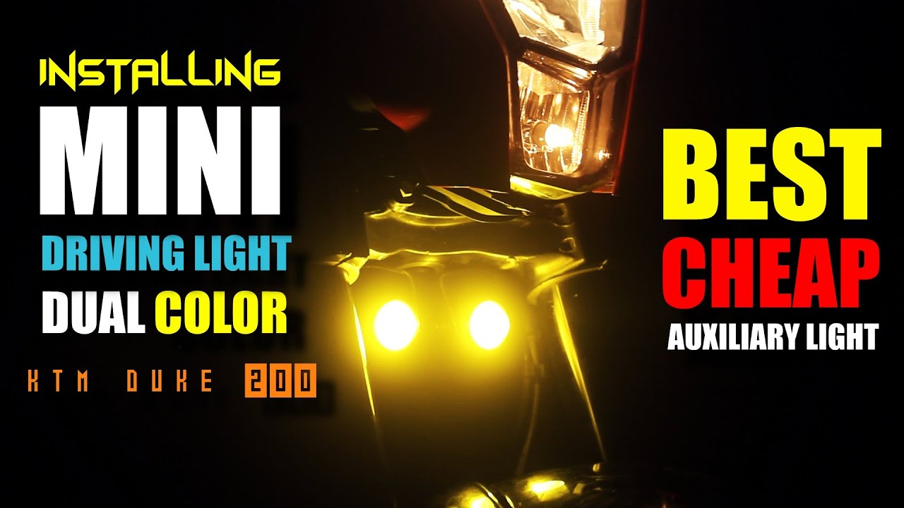 Installing Mini Driving Light on KTM DUKE 200/390 - Dual Color - Best Cheap Fog/Auxiliary Led Light