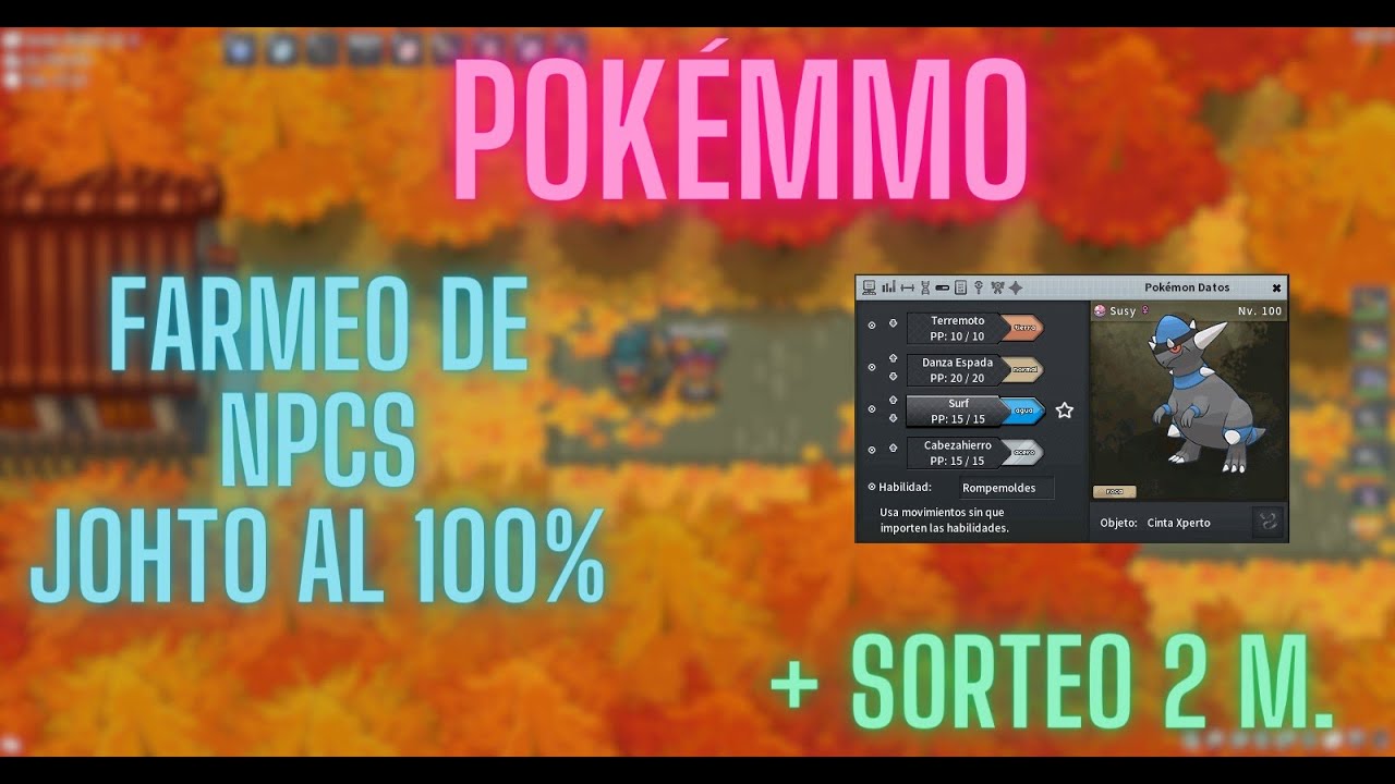 PokéMMO - Guía de farmeo NPCs al 100% en Johto 2023 + 💰 Sorteo 2 Millones el 20 de Octubre 🎁🍀😁