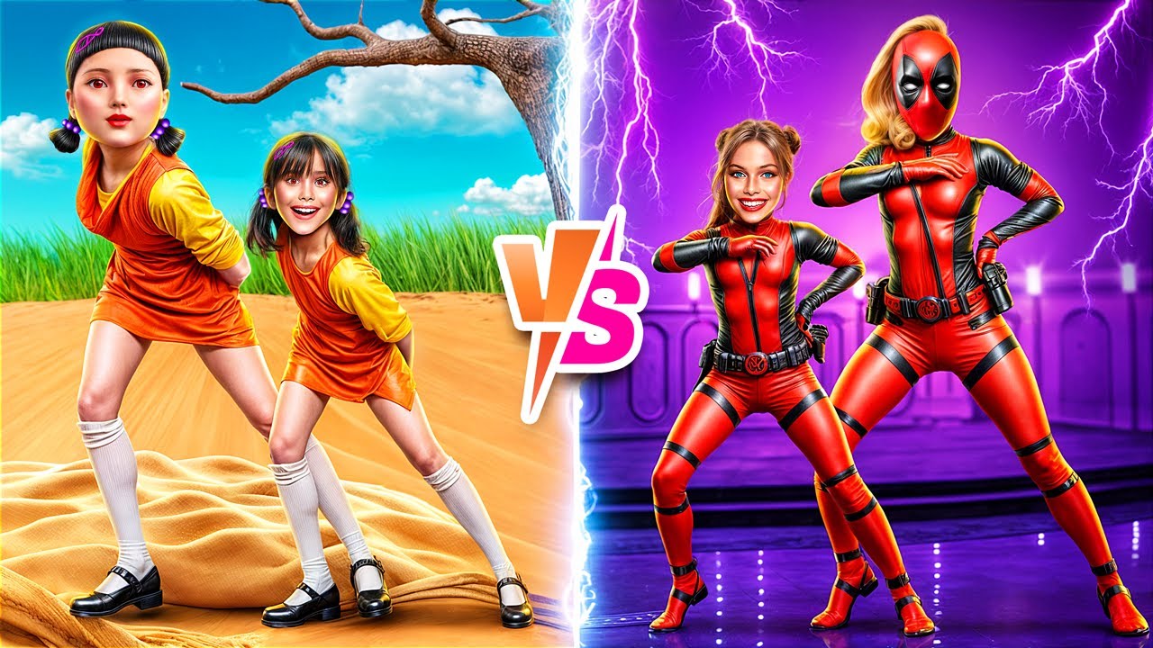 ตุ๊กตาสควีทเกม vs เดดพูล! ซุปเปอร์ฮีโร่ชาเลนจ์ในชีวิตจริง!