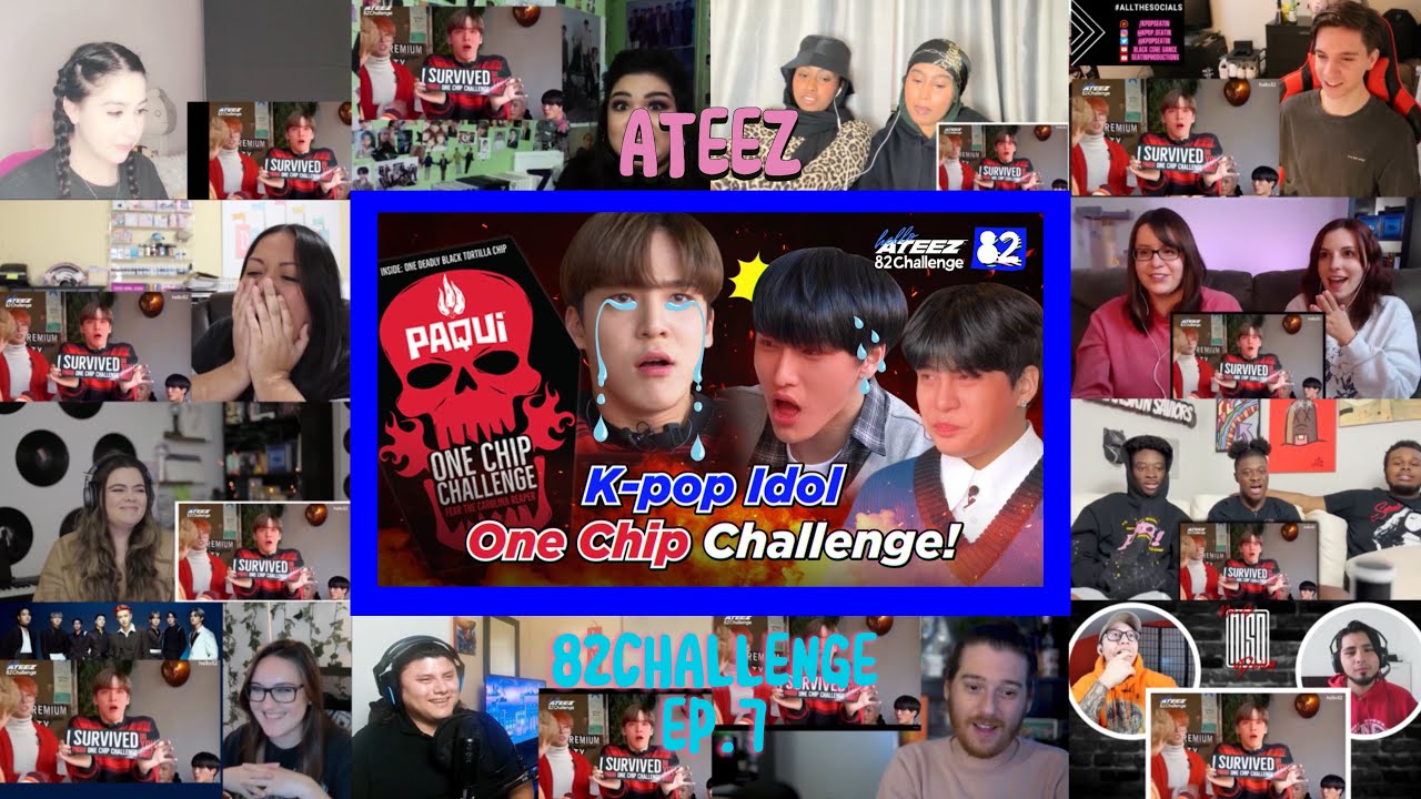 ATEEZ Tries the One Chip Challenge | 82Challenge Ep.7  REACTION MASHUP