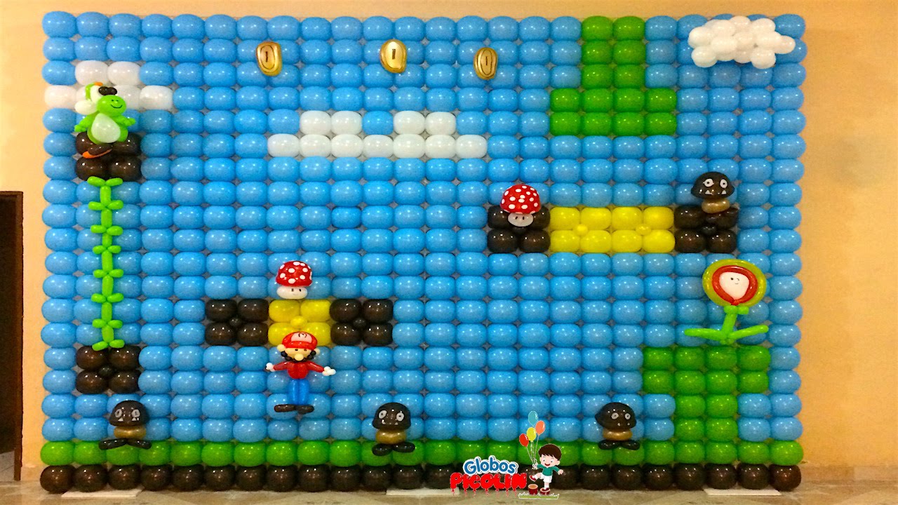 Idea Decoración Mario Bros con globos #62