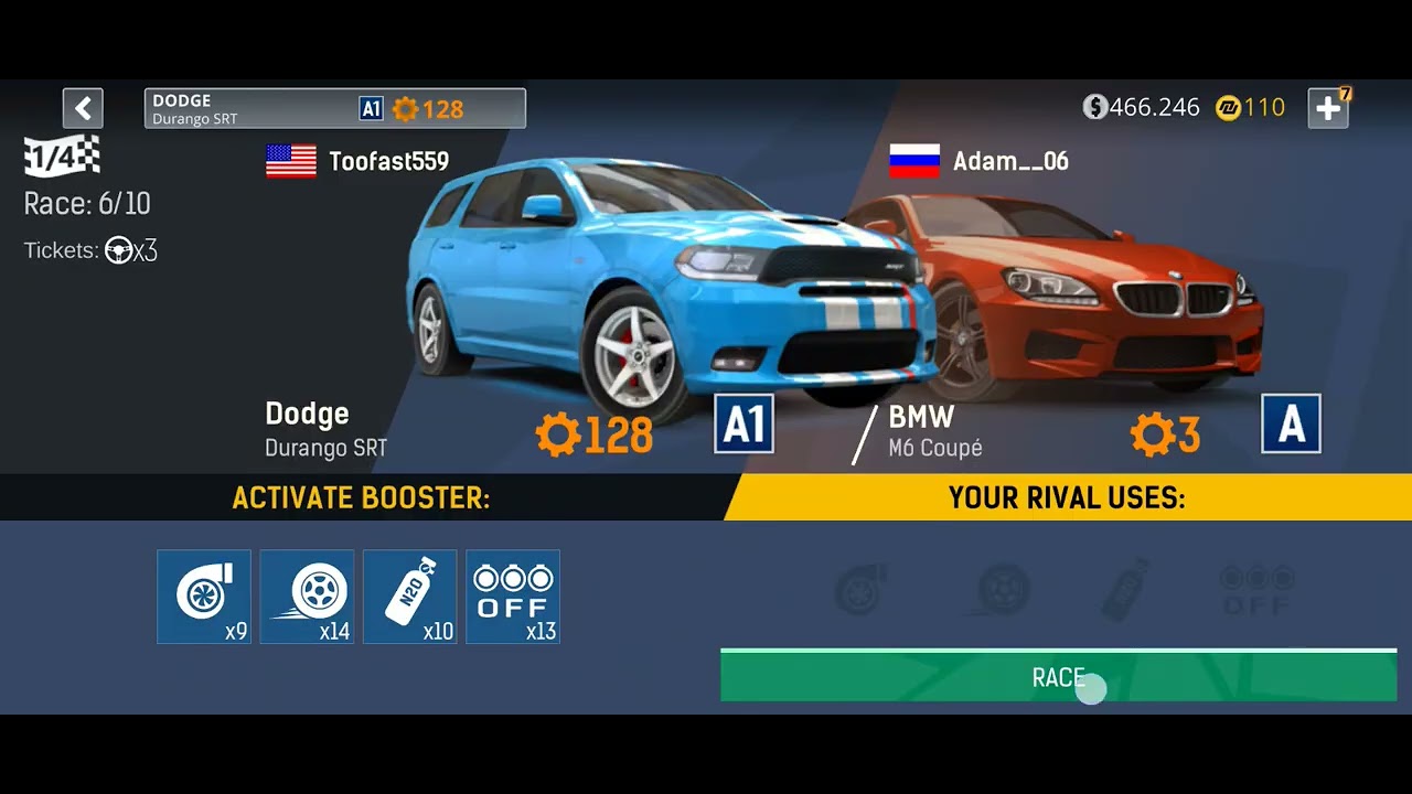 Nitro Nation- Dodge Durango SRT underground races 10/10 races won no boosters needed
