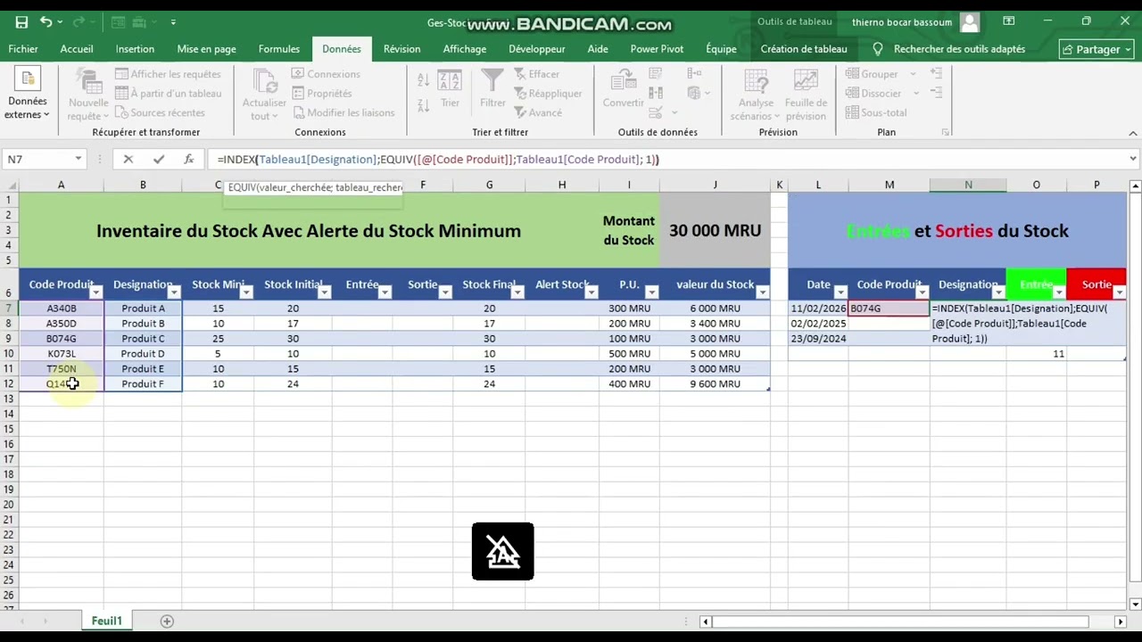 Gestion de stock & Inventaire avec Excel