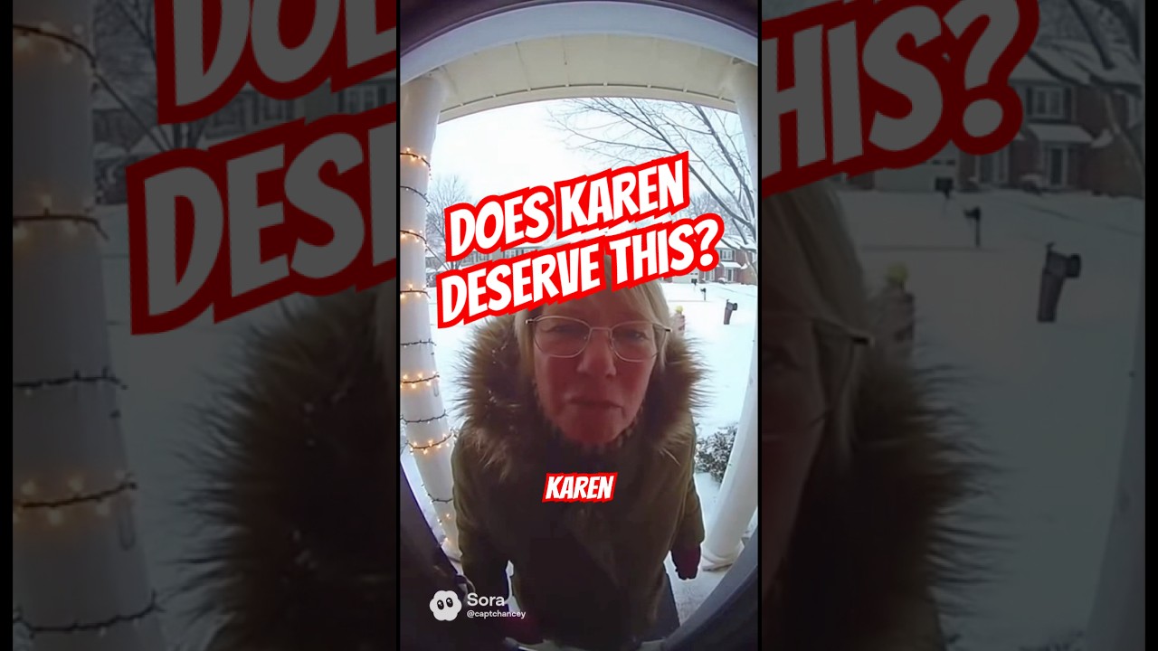 Karen Ruins Kids' Snowball Fight... Gets HIT! 😂❄️ #InstantKarma #karen #snowball