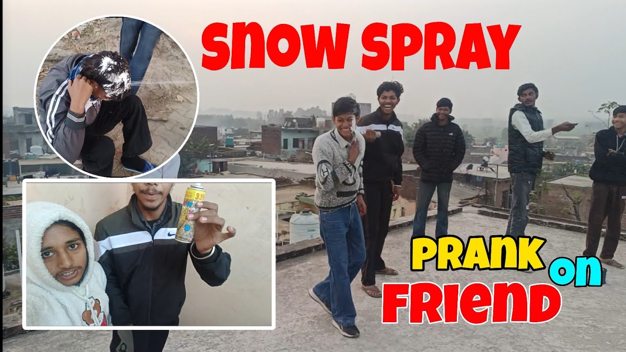 Snow spray prank on friends 😂😂 #trending #funny #minivlog #comedy 